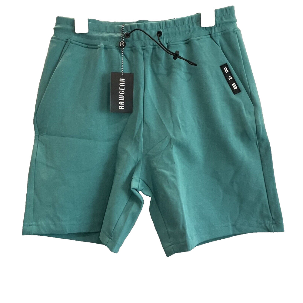 Men's Raw Gear Tech Terry Shorts Large Aqua Blue ~ By Bradley Martyn RG103